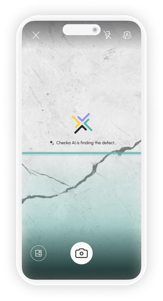 Checka AI detecting a construction defect via camera