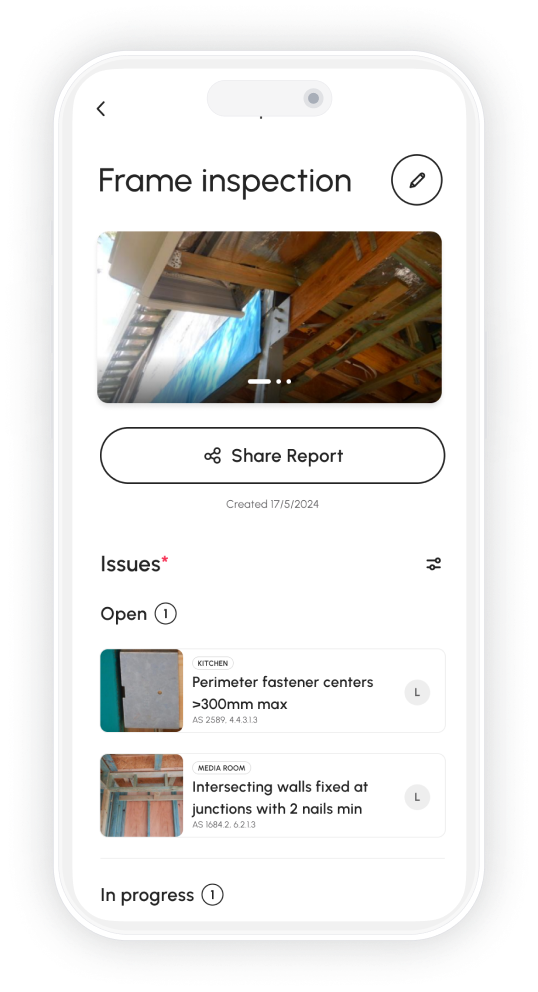 Checka app showing imported defect issues